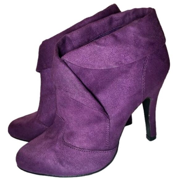 Qupid Microsuede Heeled Booties in Purple Women’s 5 1/2 - Picture 1 of 8